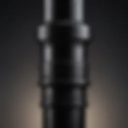 Close-up view of a black water pipe showcasing its sturdy construction