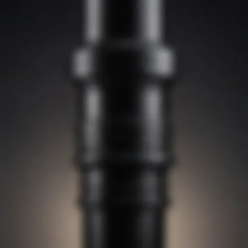 Close-up view of a black water pipe showcasing its sturdy construction