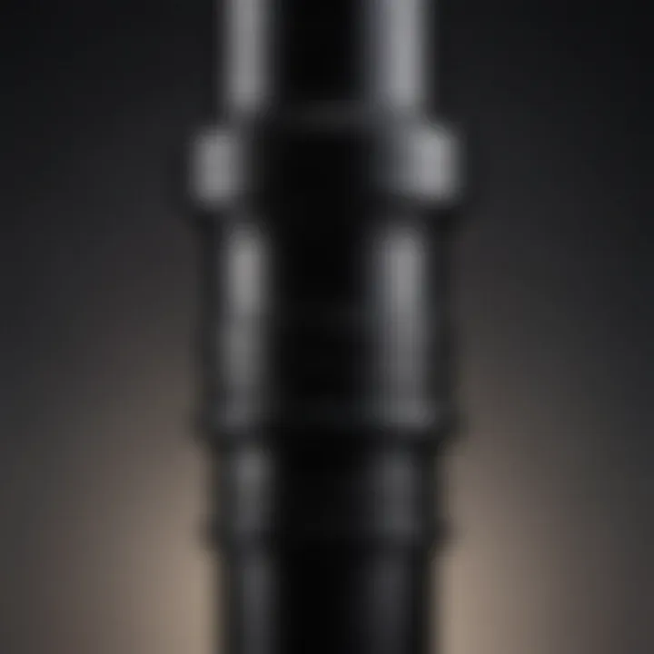 Close-up view of a black water pipe showcasing its sturdy construction