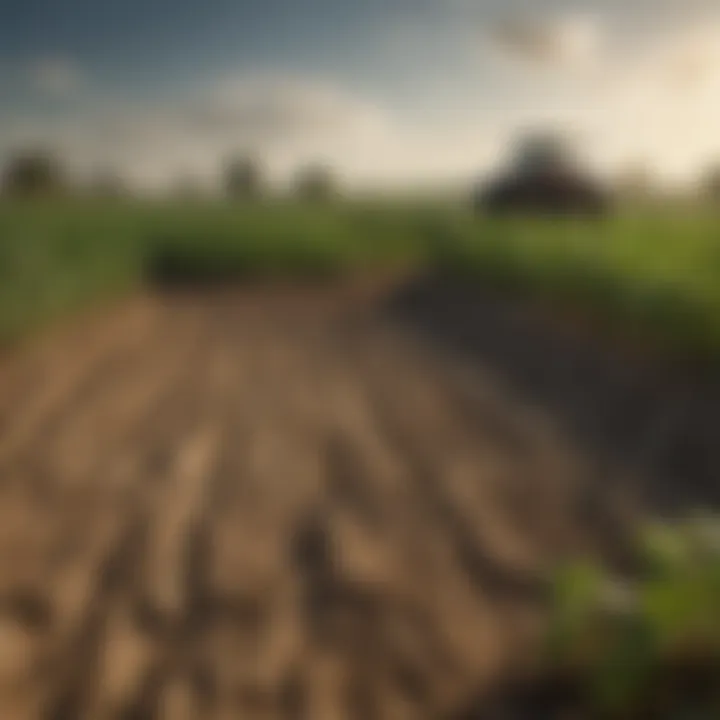 An agricultural field affected by plant blight, showcasing the impact on crops