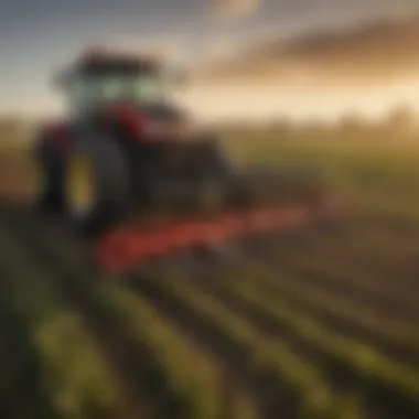 Box blade tines in action on a farm field demonstrating their application