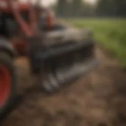 Close-up view of box blade tines showcasing their unique design and structure