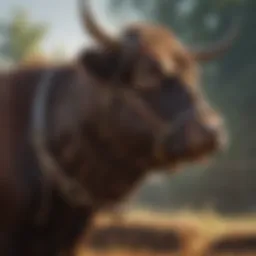 A bull halter on a well-groomed bull, showcasing the design and material used.