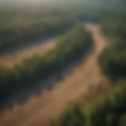 Aerial view of a clear wooded lot showcasing land management techniques