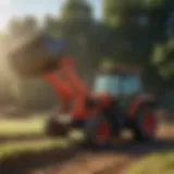 Compact tractor loader in action