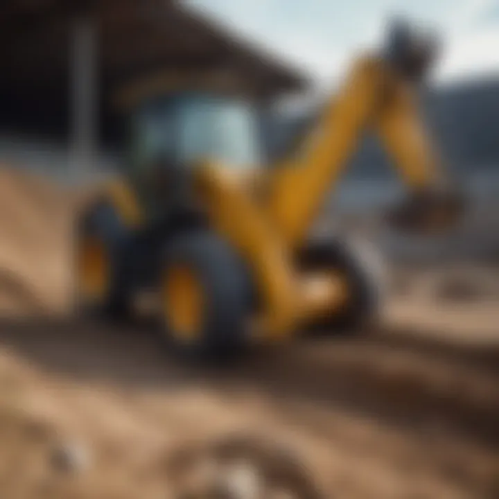 Compact tractor loader in a construction site