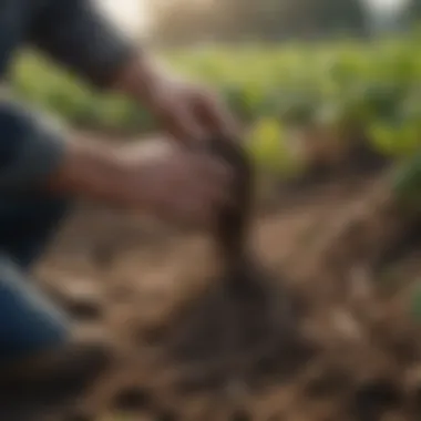 Nurturing the Foundation of Farming A close-up of healthy soil with vibrant roots and organic matter