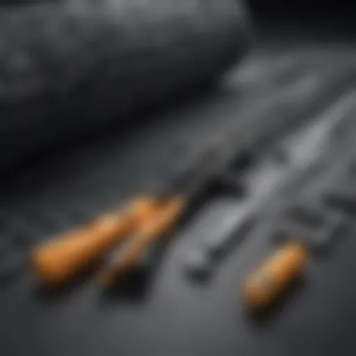 Close-up of an electric netting repair kit components arranged neatly.