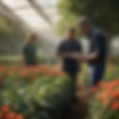 Team discussion in a horticulture setting