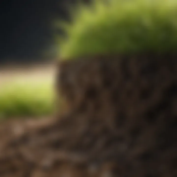 Close-up of soil conditions affecting Zoysia grass health