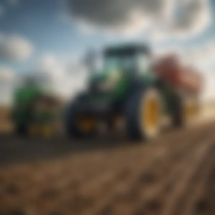Diagram showcasing different types of tractor-mounted fertilizer sprayers