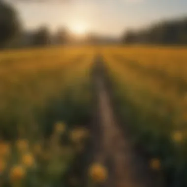 A stunning landscape showcasing a field of crops supported by honey bee pollination