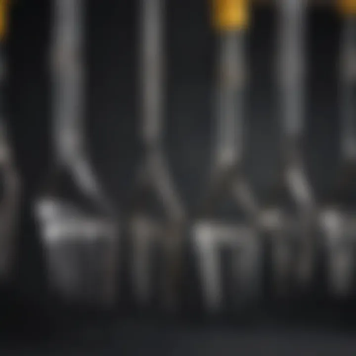 Comparison of different types of hook-on bucket forks in a workshop.