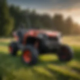 A zero turn mower equipped with a roll bar in a grassy field