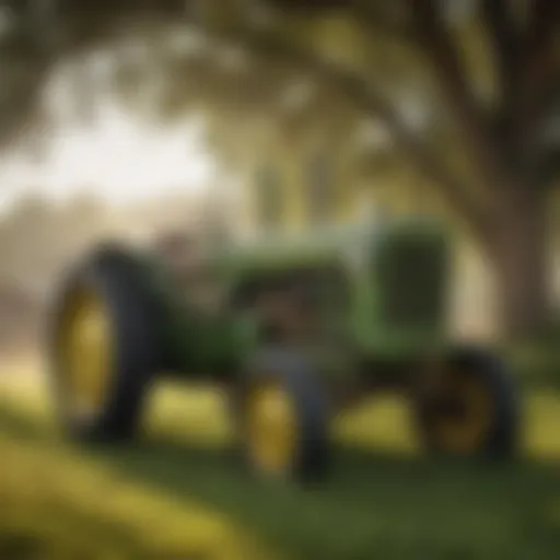 A vintage John Deere tractor on a farm in Bainbridge