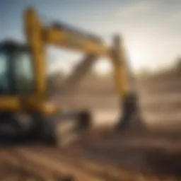 John Deere track hoe in action on a construction site