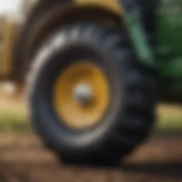 Close-up view of John Deere wheel technology