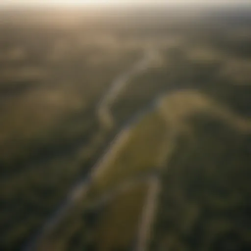 Aerial view of sprawling Texas land