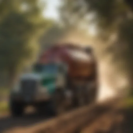 A modern manure vacuum truck in operation