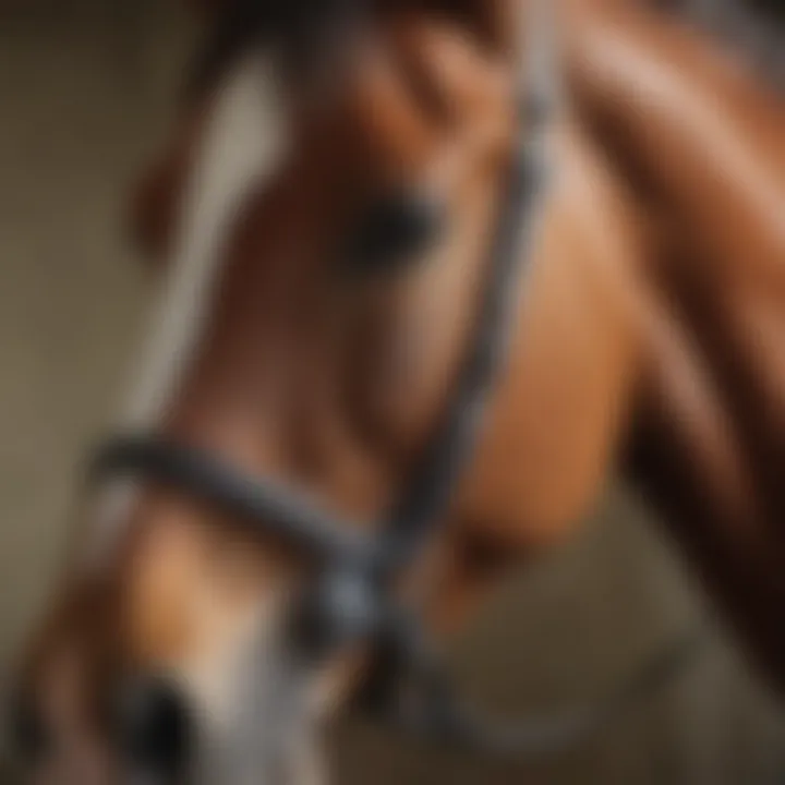 Close-up of a horse receiving nebulization therapy.