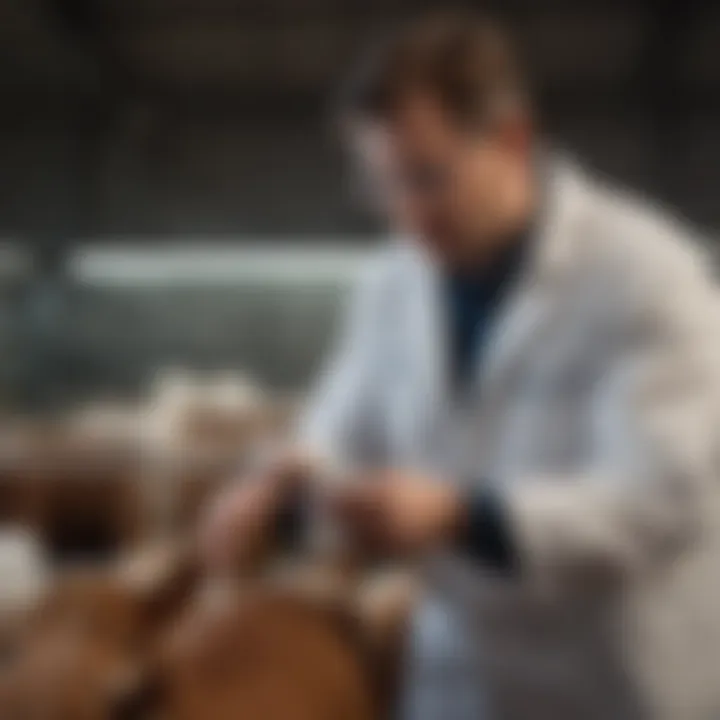 Agronomist examining livestock health
