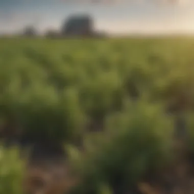 Farmland with noticeable signs of weed infestation