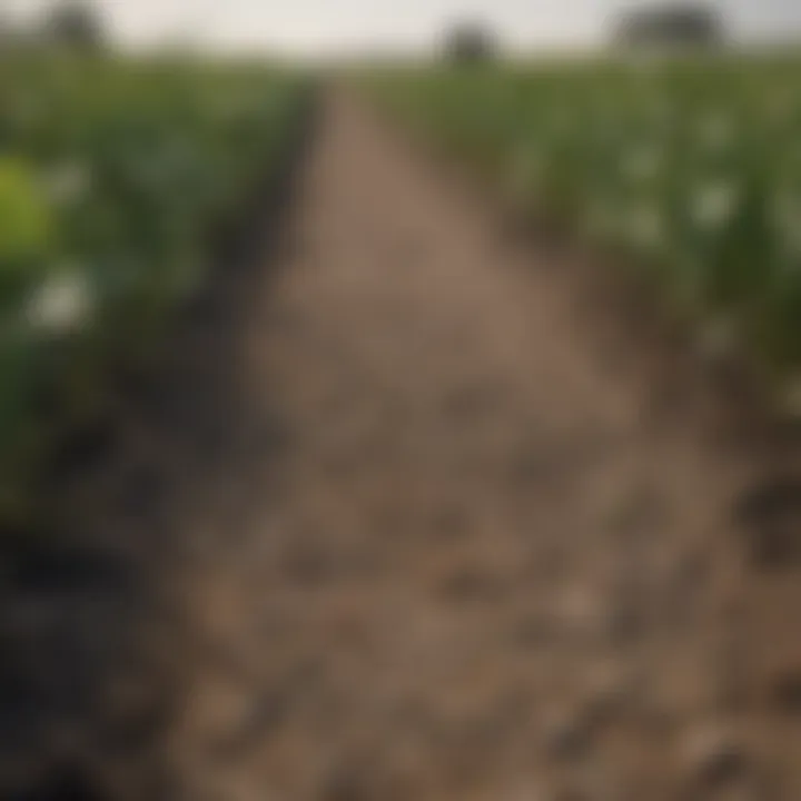 Close-up of affected crops displaying damage