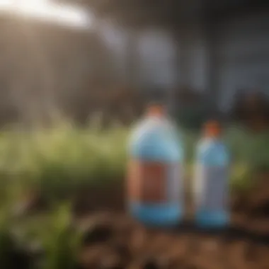 Diverse Disinfectant Solutions Various disinfectant solutions used in agricultural settings.