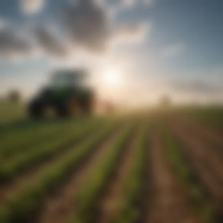 An agricultural field demonstrating proper disinfectant application.