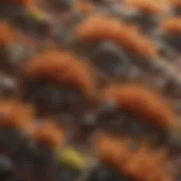 A microscopic view of a porous surface retaining pathogens.