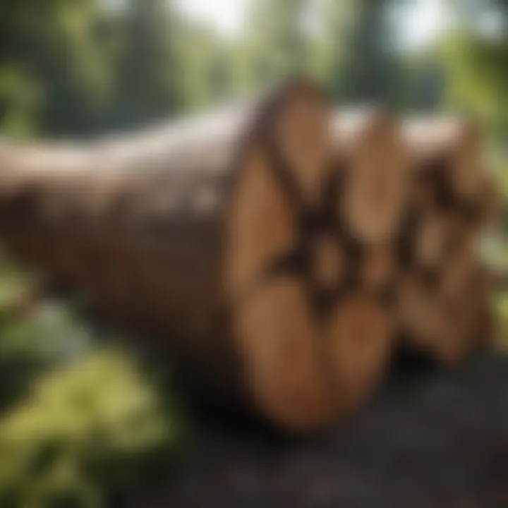Application of pressure treated logs in a contemporary garden landscape