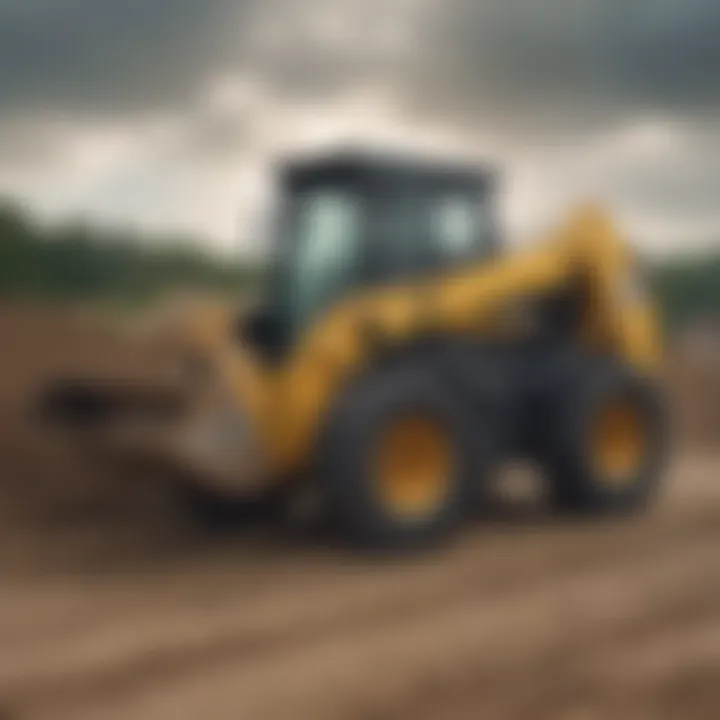 Skid loader performing construction tasks