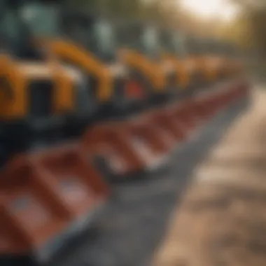 Different types of skid loader buckets displayed