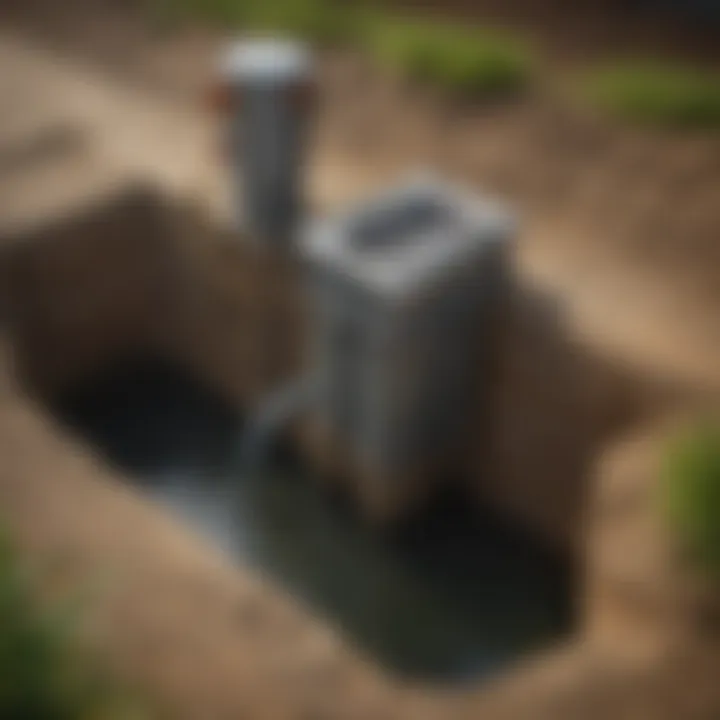 Illustration showing the design components of a sump pump reservoir