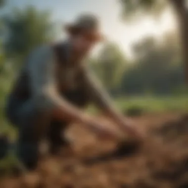 A farmer implementing integrated pest management strategies against termites.