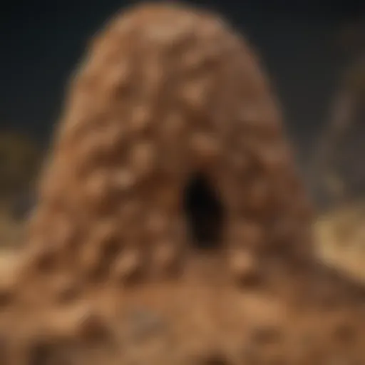 A close-up of a termite mound showcasing intricate structures.