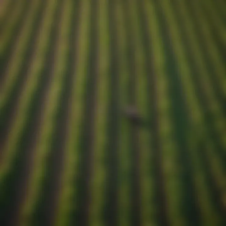 Aerial view of agricultural land utilizing turf