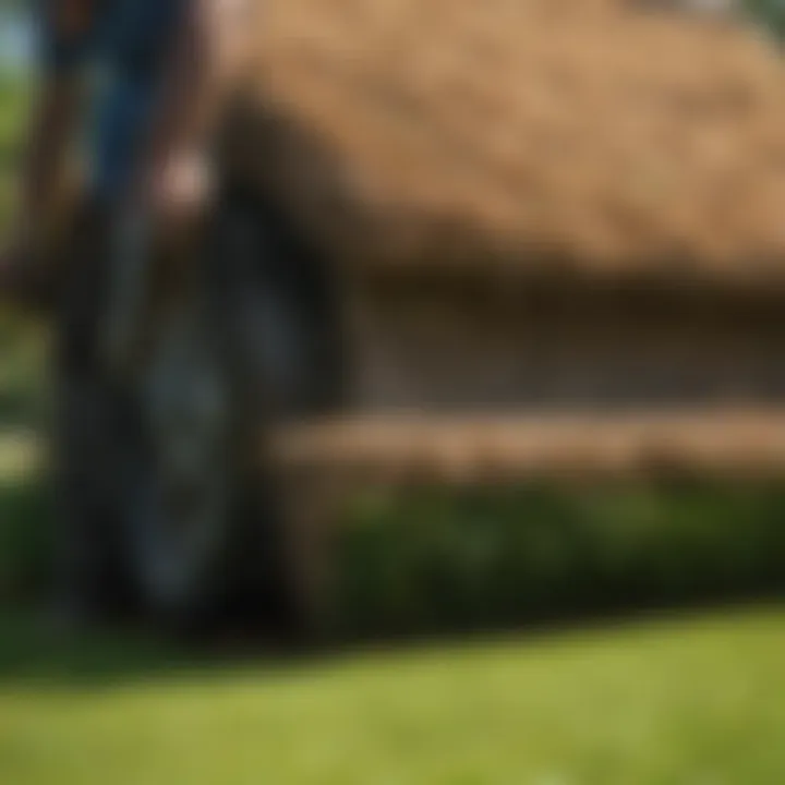 Lawn care expert examining thatch levels