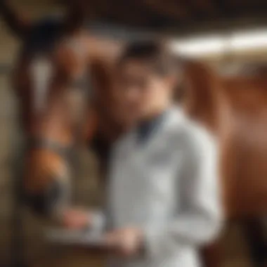 A horse owner consulting a veterinarian about deworming schedules.