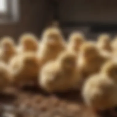 A close-up view of chicks thriving in a well-maintained brooder environment.