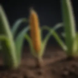 Germination of corn seeds in fertile soil