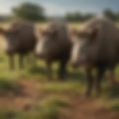 A variety of bush hogs lined up in a field showcasing different sizes and types.