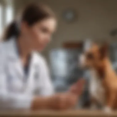 Pet Owner and Veterinarian Discussion Illustration of a pet owner discussing health care options with a veterinarian
