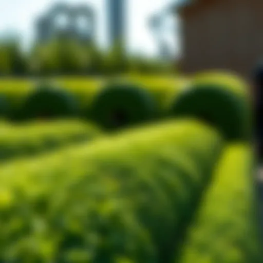 Lush green sod rolls ready for installation