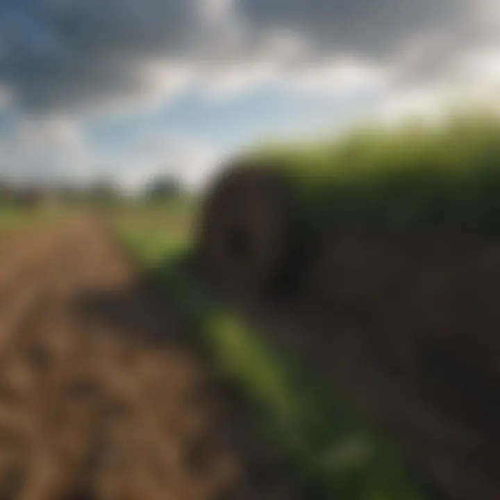 Lush green sod in an agricultural field