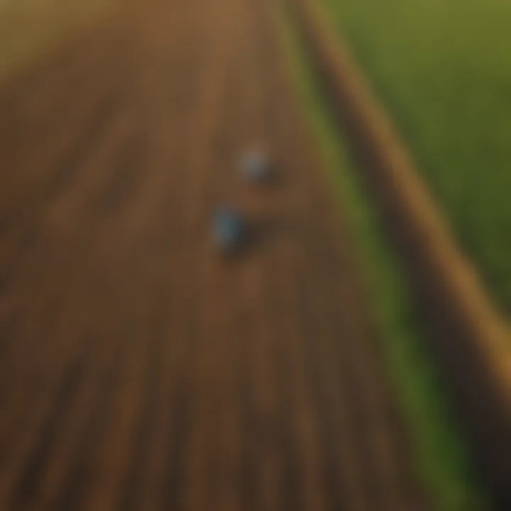 Aerial view of a vast agricultural field showcasing vibrant crops.
