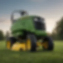 Detailed view of a John Deere lawn mower gas tank