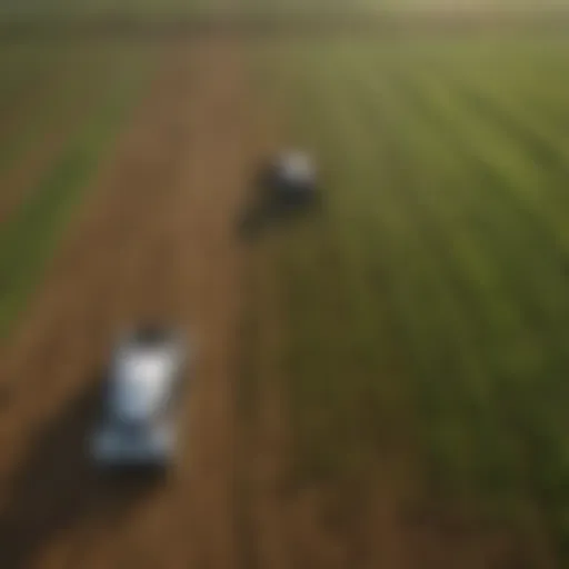 Aerial view of a modern agricultural field utilizing GM parts