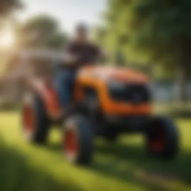 Essential Maintenance for Lawn Tractors Farmer conducting maintenance on a lawn tractor