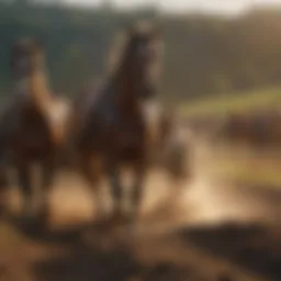 A majestic horse plowing a field, symbolizing traditional farming methods.